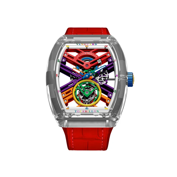 FRANCK MULLER Vanguard™ Skeleton Sapphire｜鏤空飛行陀飛輪，1080萬元。品牌提供