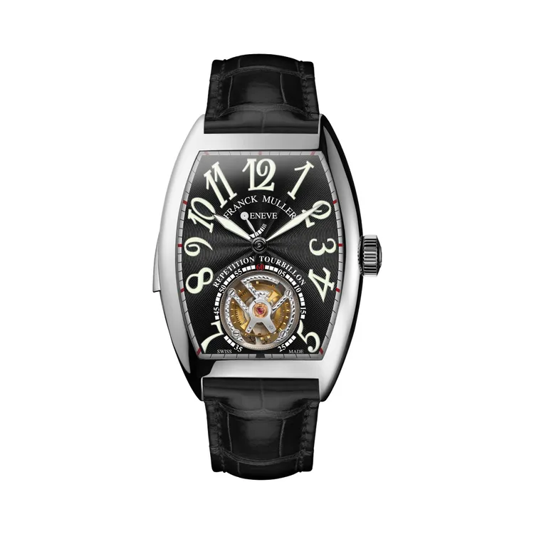 FRANCK MULLER Cintrée Curvex Minute Repeater Tourbillon｜三問報時陀飛輪（白金款），1278萬元。品牌提供