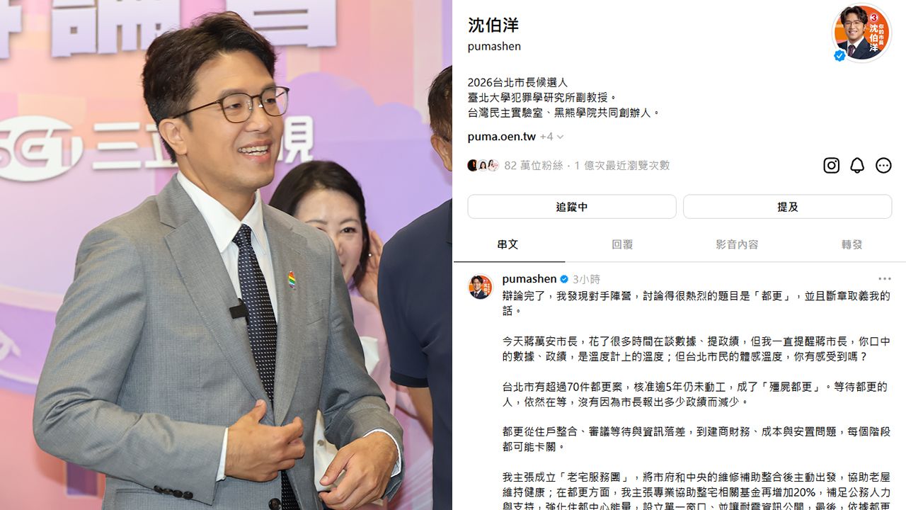 洋流的力量!沈伯洋脆貼文「30天瀏覽達到1億次」