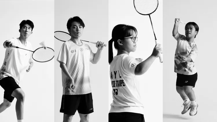 羽球代表隊方振宇 、蒲貴煜、蔡奕琳、吳于嫣 (左至右)。GQ Taiwan 提供