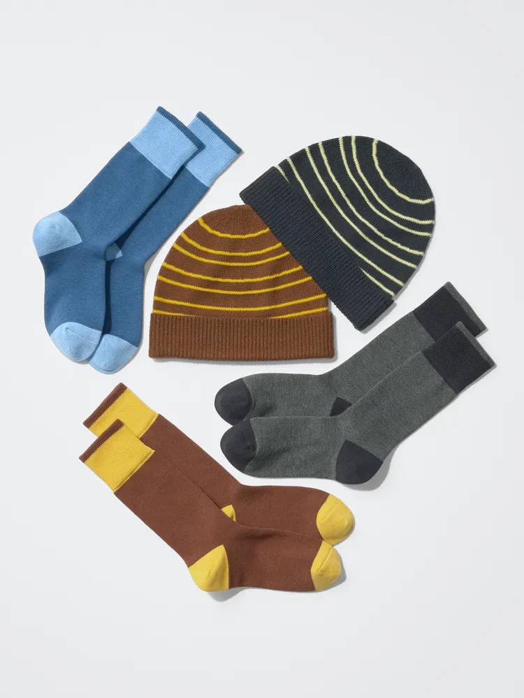UNIQLO F.RISSO 2026秋冬針織膠囊系列HEATTECH毛帽各390元、HEATTECH長襪各190元。品牌提供