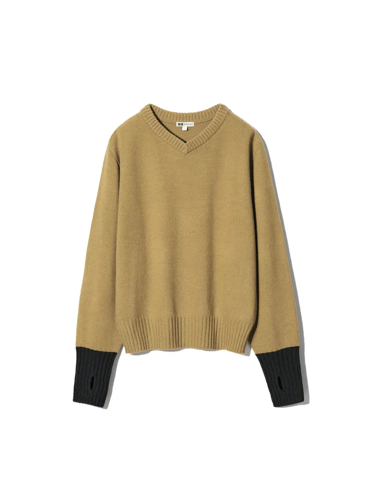 UNIQLO F.RISSO 2026秋冬針織膠囊系列3D織法V領針織衫，990元。品牌提供