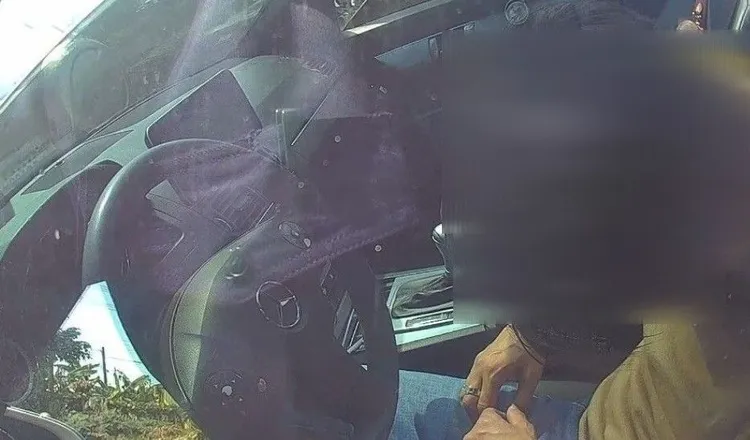 男子毒駕車停路中睡死。蘆竹警分局提供