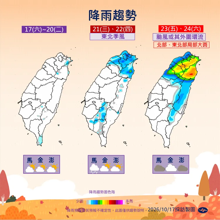 一週降雨趨勢。氣象署提供