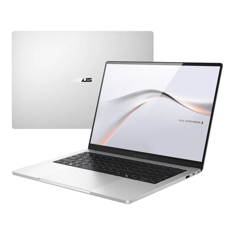 ASUS ExpertBook A7採用皓月銀全金屬機身，最薄約1公分、重量1.2公斤起，主打輕薄攜帶與商務辦公需求。華碩提供