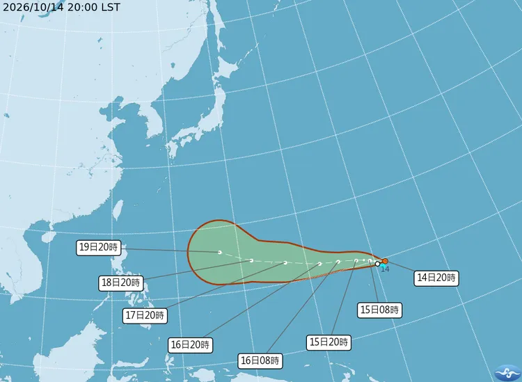 氣象署預測路徑。氣象署