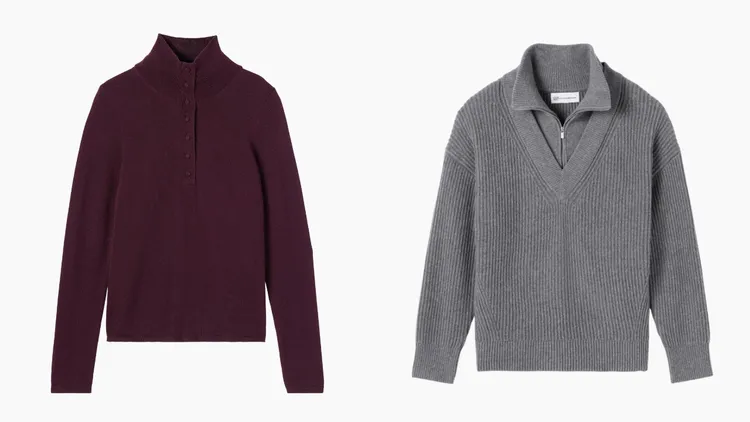 Gap X Victoria Beckham聯名羊毛高領毛衣（左）2999元、CashSoft高領套頭毛衣 （右）3999元。品牌提供