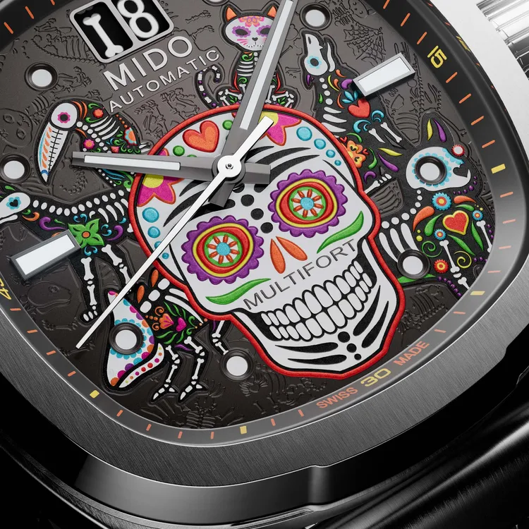 錶盤主角為繽紛的calavera彩繪骷髏，周圍則有各種奇幻神獸。品牌提供