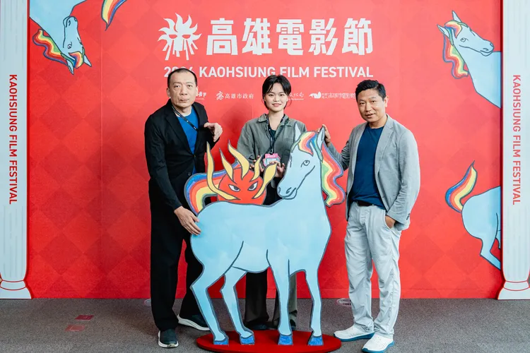 《巨大蜥蜴》演員黃大旺、導演温紹涵、演員王興洪。高雄電影節提供