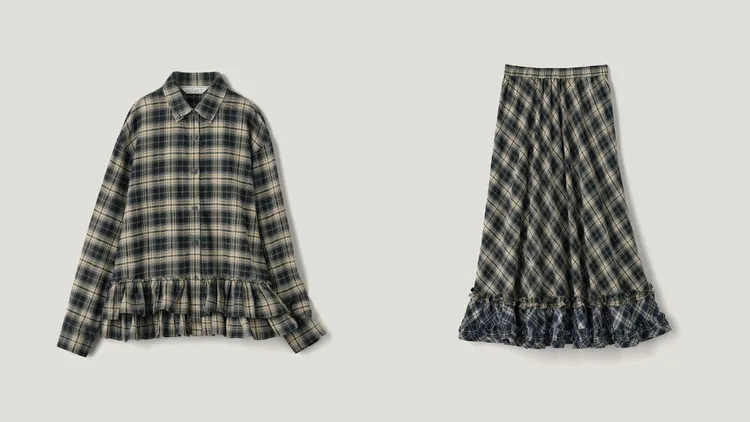 GU x rokh聯名系列裙擺襯衫（左）890元、荷葉裙（右）1290元。品牌提供