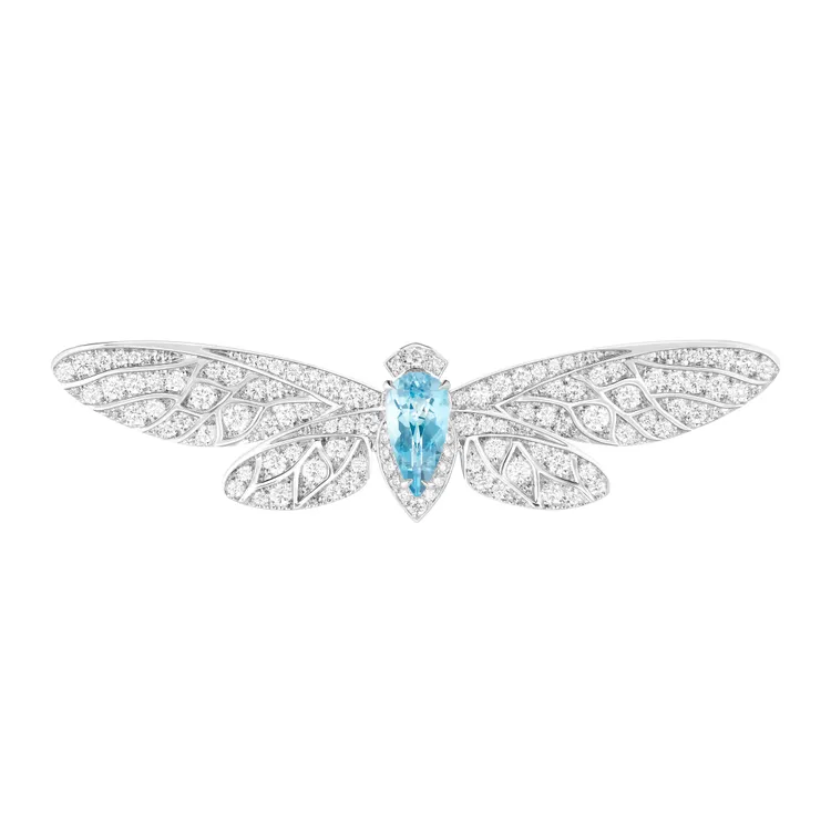 Boucheron Animaux動物系列Cicada雪蟬胸針白金750材質
鑲嵌鑽石 、海藍寶石，127萬元。品牌提供
