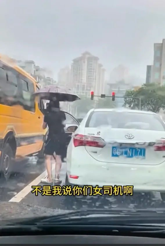 女駕駛突然開門下車。翻攝IG @garrickong2689