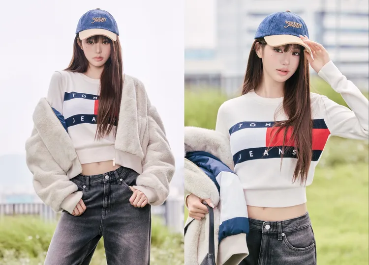 張員瑛戴上棒球帽後變身元氣少女。品牌提供