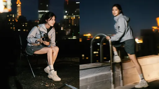 林予晞深夜時髦出外景　踩PALLADIUM防水鞋自由走跳天台