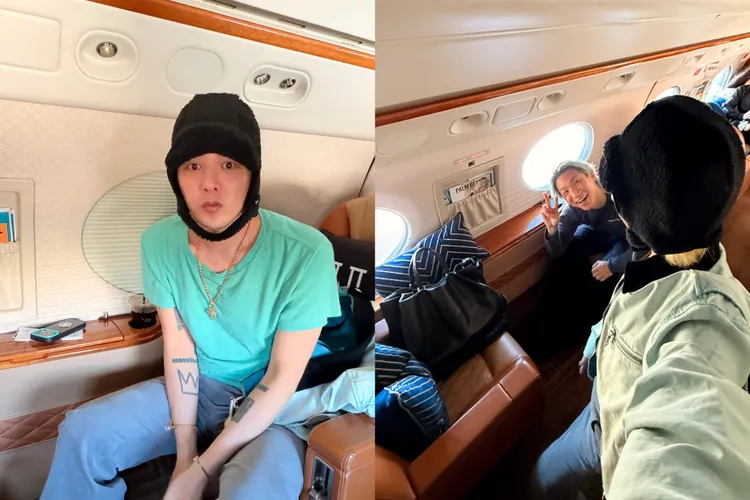 GD（左圖）之前到歐美巡演搭專機，大聲也跟著一起乘坐。翻攝8lowme IG