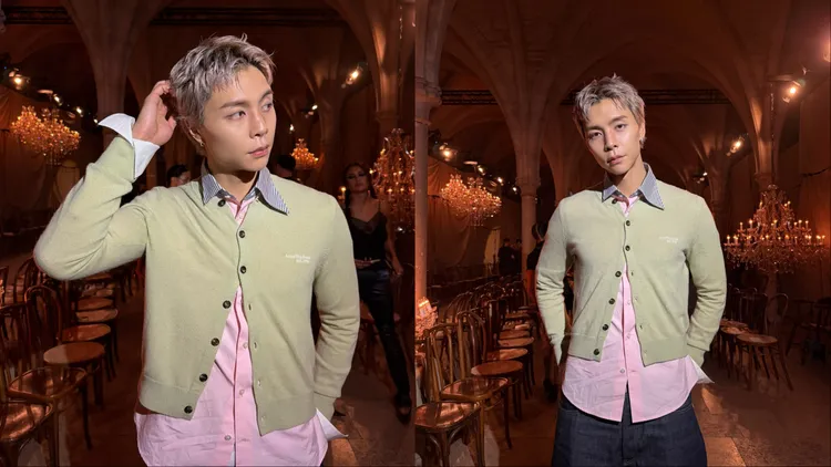 NCT Johnny這次不露肉，以針織衫疊穿造型當起乖寶寶。翻攝Johnny IG