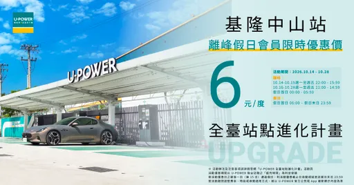 U-POWER全台5座充電站升級　新增20席、最高導入480kW快充設備