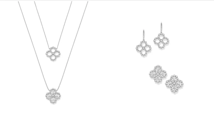 海瑞溫斯頓鑽石心環 Diamond Loop系列鑽石項鍊、耳環。品牌提供