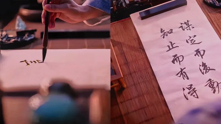 劉學義寫的書法上秒還是繁體，下秒竟變成簡體字。翻攝自小紅書