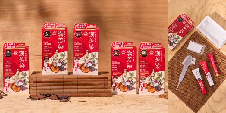 漢芳染髮霜共有5款自然髮色，配備完整的染髮工具，在家染也能輕鬆變年輕。